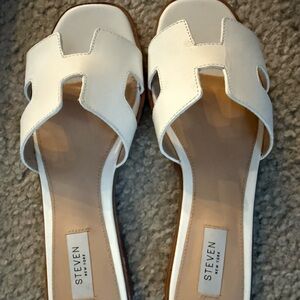 Steven By Steve Madden White Leather Sandals